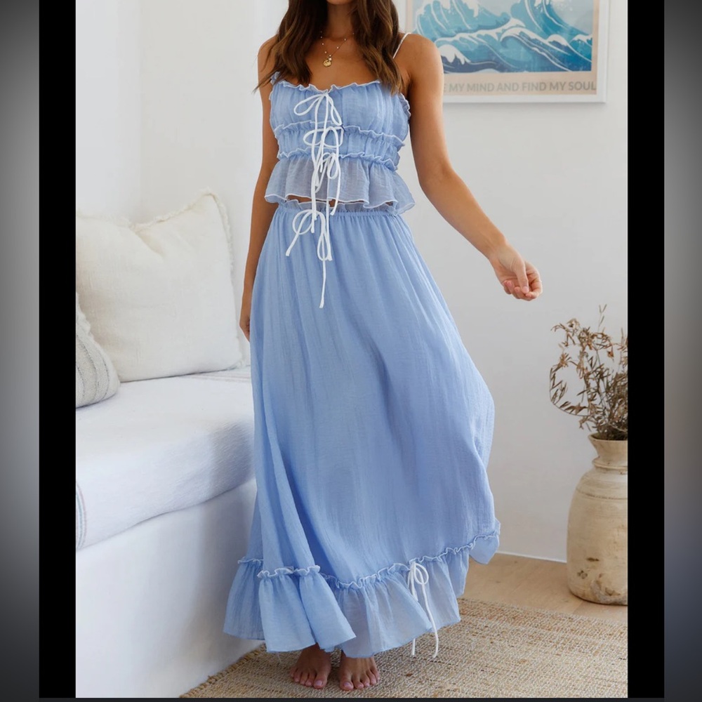 Blue ruffle 2-piece set (skirt and top)